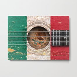 Old Vintage Acoustic Guitar with Mexican Flag Metal Print | Mexicanflagguitar, Guitarist, Beatupguitar, Guitar, Oldacousticguitar, Mexicanflag, Mexicanpride, Mexican, Mexicanguitar, Flagofmexico 