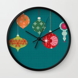 A Joyous Season Wall Clock | Holiday, Mid Centurymodern, Holidaydecorations, Digital, Colorful, Retro, Homedecor, Jeweltones, Drawing, Vintage 