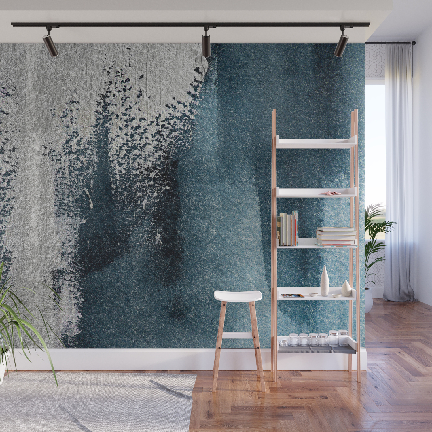 Navy Blue Silver Gray Abstract Painting Wall Mural By Arteprintedigital Society6