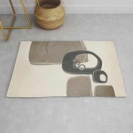 Retro Abstract Design in Charcoal Grey and Taupe Rug | Circles, Interiordesign, Interior, Grey, Shapes, Retro, Graphicdesign, Gray, Shape, Taupe 