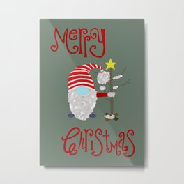 Happy G  Christmas Metal Print | Tree, Graphicdesign, Holiday, Digital, Merry, Lindamcmillen, Blue, Cap, Snow, Linda 
