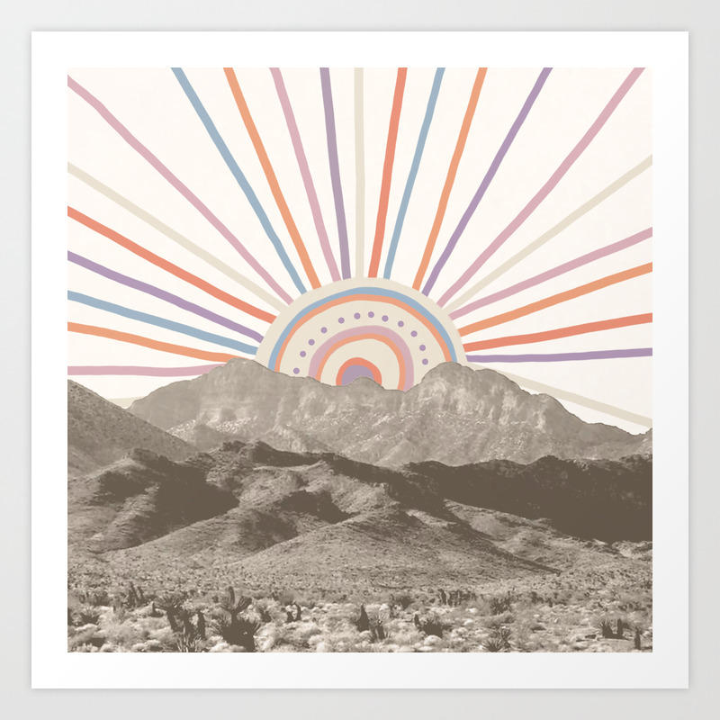 Bohemian Tribal Sun Abstract Vintage Mountain Happy Summer Vibes
