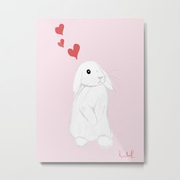Bunny Love Metal Print | Pet, Bunny, Cute, Nature, Illustration, Love, Animal, Hearts, Rabbit, Minilop 