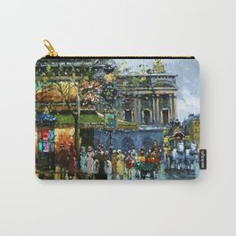 Paris Cafes and Opera House, Autumn, France landscape painting Carry-All Pouch | Cityscene, Operahouse, Eiffel, Painting, Curated, Seller, Montmartre, Cityscape, Scenery, Flowers 