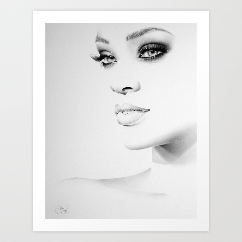 Rihanna Minimal Portrait Art Print By Ileanahunterart Society6