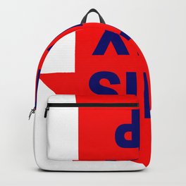 This way up 04 Backpack | Humour, Digital, Multicolour, Modernart, Arrow, Red, Contemporary, Typography, Urbanmodern, Funny 