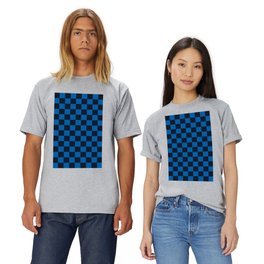 Checkered Pattern Ibiza Blue and After Midnight Black Infused Blue T Shirt
