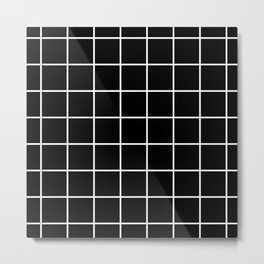 Black and White Grid Metal Print | Digital, Monochrome, Elegant, Gingham, Black And White, Modern, Mesh, Plaid, Minimalist, Line 