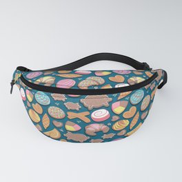 Mexican Sweet Bakery Frenzy // turquoise background // pastel colors pan dulce Fanny Pack