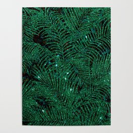 Elegant tropical emerald green glitter palm tree Poster