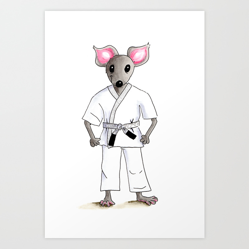 Funny judo cartoon mouse Art Print by wierink imaging | Society6