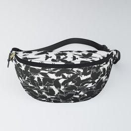 Raven Crow Flying Birds Abstract Goth Halloween Pattern Fanny Pack