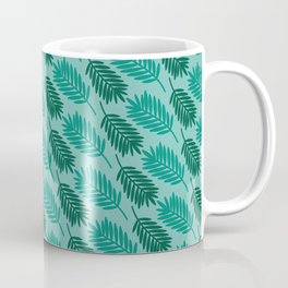 Tropical Nature Green Leaves Pattern Art Design Coffee Mug | Green Leaves Art, Minimalistvintage, Retroolddesign, Beach Vibe Design, Jungleillustration, Floraljungle, Tropicalnature, Moderncontemporary, Summer Pattern, Graphicdesign 