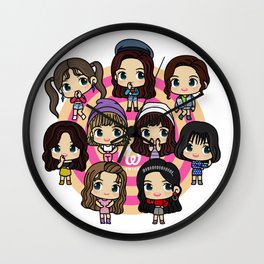 Twice 9 Members All Chibi - Kpop Girlband Korea Wall Clock | Chaeyoung, Ink, Jihyo, Graphicdesign, Kpop, Sana, Jeongyeon, Dahyun, Girlband, Tzuyu 