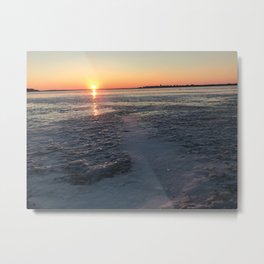 Sunset Brings A New Story Metal Print | Photo, Winter, Frozen, Sunset, Digital, Madison, Lake, Color 