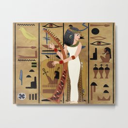The Harpist Metal Print | Oil, Cartoon, Folkart, Folk, Ancient, Primitive, Graphicdesign, Egyptian, Egypt, Digital 