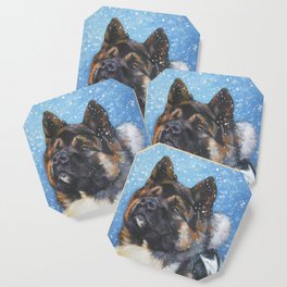 American Akita Fine Art Dog Painting by L.A.Shepard Coaster