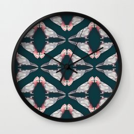 Galahs Wall Clock | Pink, Kangarooisland, Pattern, Beach, Cockatoo, Wildife, Animal, Refined, Painting, Watercolor 