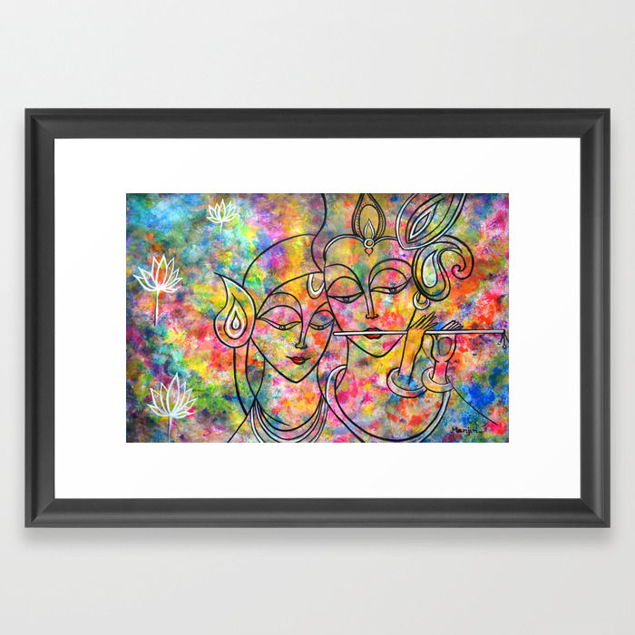 Radha Krishna Abstract Colorful Painting By Manjiri Kanvinde
