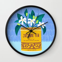 Jasmine Bouquet Florals Wall Clock | Blue, Cute, Oriental, Floral, Spring, Daisies, Nature, Jasmine, Jasmine Tea, Vankhuynh 