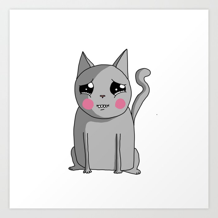Cat With The Sad Eyes Art Print By Nickd Society6