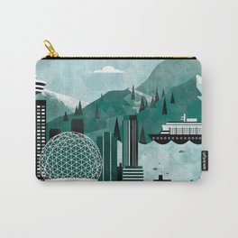Vancouver Travel Poster Illustration Carry-All Pouch | Turquoise, Digital, Cityillustration, Painting, Cityart, Vectorart, Travel, Vancouverart, Vancouvercanada, Cityvectorart 