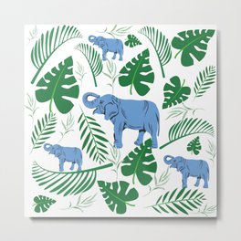 Blue Elephant Metal Print | Animal, Blue, Elephant, Leaf, Jungle, Elephantdecor, Animalprint, Blueelephant, Digital, Graphicdesign 