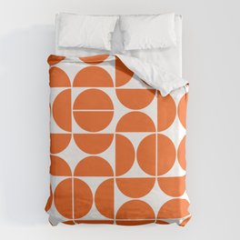 Mid Century Modern Geometric 04 Orange Bettbezug | Curated, Abstract, Summer, Fall, Modern, Orange, Nordic, Minimalist, Midcentury, Pattern 