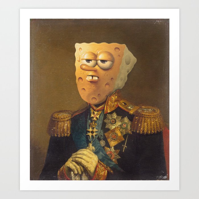 General Spongebob Portrait Fan Art Painting Art Print By