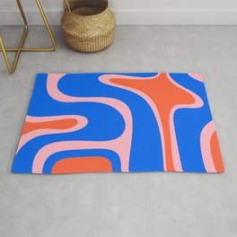 Copacetic Retro Abstract Pattern Pink Orange-Red Bright Blue Rug | Painting, Trippy, Contemporary, Pattern, Midcentury, Pink, Bright Blue, Blue, Kierkegaard Design, Retro 