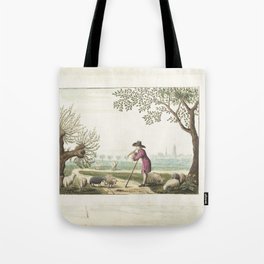 Shepherd playing the flute with his sheep, Gesina ter Borch, after Harmen ter Borch, c. 1654 - c. 16 Tote Bag