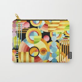 Art Deco Maximalist Carry-All Pouch | Painting, Retro, Ombre, Watercolor, Happy, Stripes, Geometric, Dopaminedesign, Yellow, Largescale 