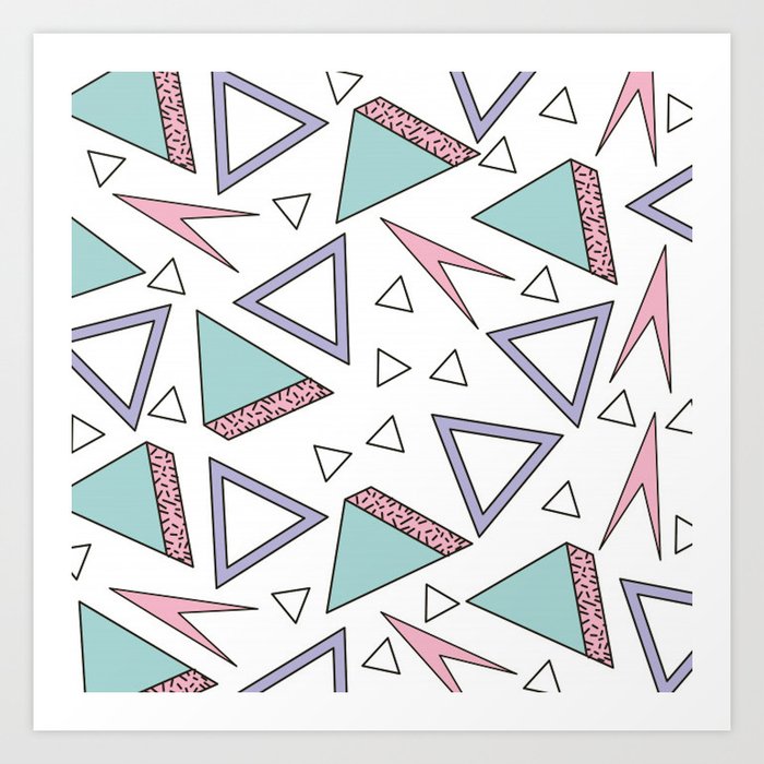 Abstract Retro 80s 90s Shape Pattern Art Print By Patternfactory