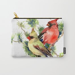 Cardinal Birds on Pine Tree Carry-All Pouch | Birddesign, Cardinal, Painting, Cardinalbirds, Love, Birdartwrok, Christmasartwork, Christmasgift, Twocardinals, Childrenroom 