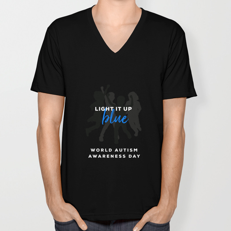 Light it up blue design Autism Down Syndrome Awareness Neck T by farhan | Society6