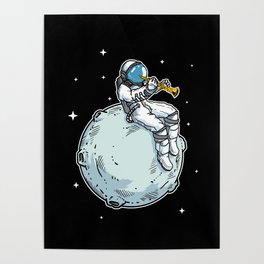 Astronaut Playing Clarinet Music Clarinet Lover Poster