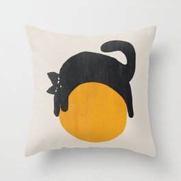Cat with ball Throw Pillow | Play, Digital, Funny, Curated, Painting, Kitty, Adorable, Cartoon, Cat, Cute 