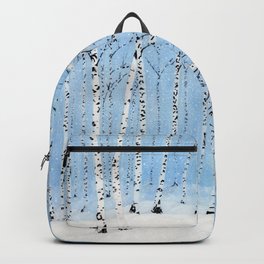 Late Afternoon Snowstorm in the Forest Backpack | Birches, Decor, Tree, Seasonal, Forest, Birch, Black, Winter, Artwork, Painting 