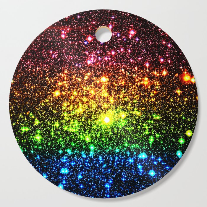 Rainbow Sparkle Galaxy Stars Cutting Board By Vintageby2sweet