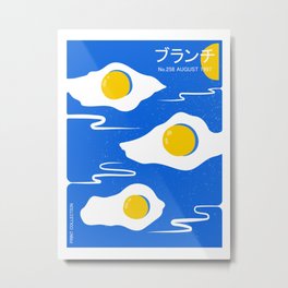 Fried egg art print, Japanese poster, Posters aesthetic, Kitchen art, Exhibition poster, Food art, Vintage, Retro Metal Print | Food, Popart, Aesthetic, Japanese, Vintage, Museumposter, Surreal, Funny, 90S, Abstract 