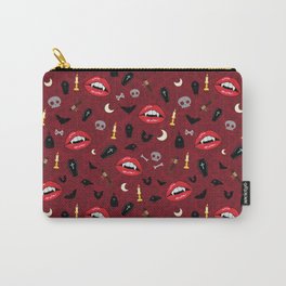 Red Vampire Lips Carry-All Pouch | Redlips, Lips, Gothic, Drawing, Bats, Coffin, Scary, Damask, Vampirelips, Skulls 