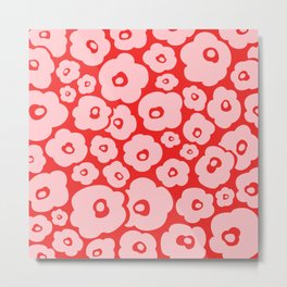 Retro Flower Pattern 140 Red and Pink Metal Print | Pink, Pattern, Bohemian, 1970S, Sixties, Garden, Flowers, Graphicdesign, Hippie, 1960S 