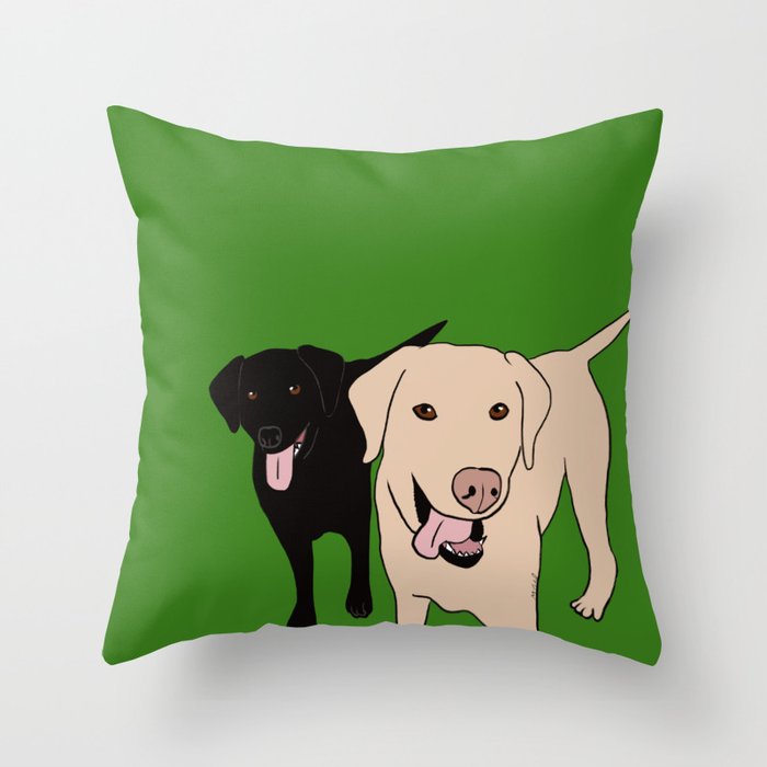 Tanner and Lily Best Labrador Buddies Throw Pillow | Drawing, Digital, Labrador, Labrador-retriever, Retriever, Lab, Labs, Dogs, Happy-dogs, Dog-tongue