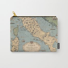 1935 Vintage Map of Italy and Vatican City Carry-All Pouch | Naples, Rome, Europe, Mediterranean, Italy, Croatia, Vintagemap, Bologna, Genoa, Drawing 