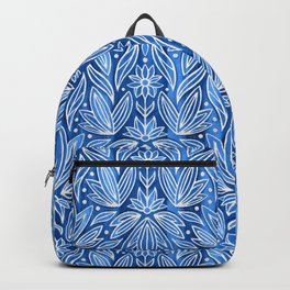 Rococo Silver Enamel Art Deco on Blue Backpack | Artdecoleaves, Demaskpattern, Surfacepattern, Artdeco, Artnouveau, Leaf, Graphicleaves, Detailed, Leafpattern, Artdecor 