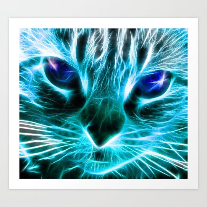Lightning Cat Art Print by Augustinet | Society6