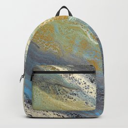 Wave 1 - Casart Sea Treasures Collection Backpack | Colorful, Blue, Blue Yellow Cream, White, Painting, Marine, Water, Orange, Teal, Casartdesign 