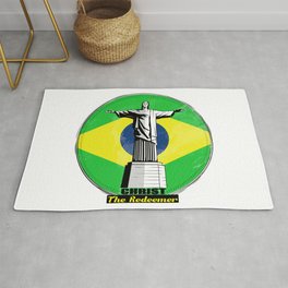 Christ The Redeemer Brazil Rug | Riodejaneiro, Travel, Catholic, Brazilianflag, Flag, Statue, Christian, Digital, Brazil, Drawing 