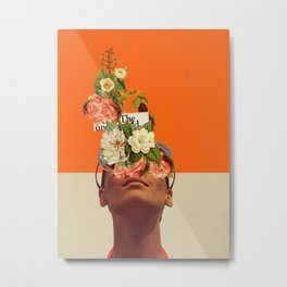 The Unexpected Metal Print | People, Retropop, Curated, Floral, Flowers, Woman, White, Summer, Beige, Colourful 