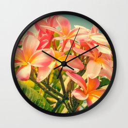 Magnificent Existence Wall Clock | Colour, Flowers, Digital, Hawaii, Retro, Plumeria, Tropical, Hdr, Color, Photo 